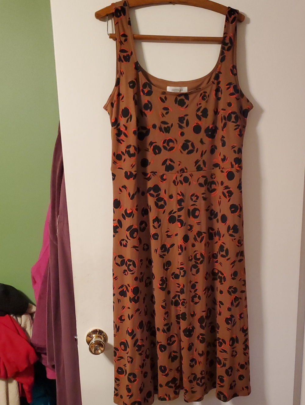 Addition Elle size 2X Sleeveless Brown Abstract-Print A-Line Dress